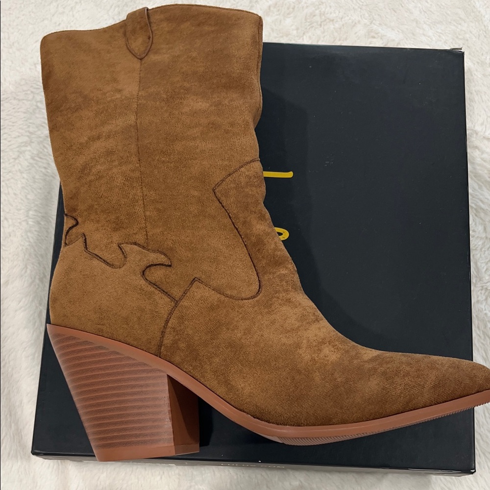 Lulu's Tan Suede Heeled Boots